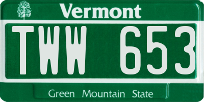 VT license plate TWW653