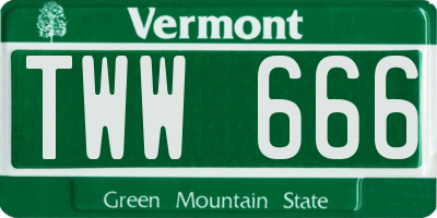 VT license plate TWW666