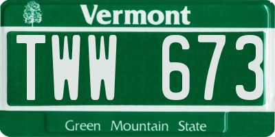 VT license plate TWW673