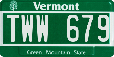 VT license plate TWW679