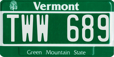 VT license plate TWW689