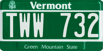 VT license plate TWW732