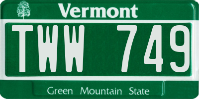 VT license plate TWW749