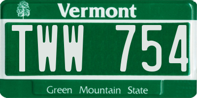 VT license plate TWW754