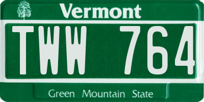VT license plate TWW764