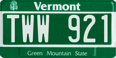 VT license plate TWW921