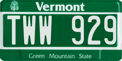 VT license plate TWW929