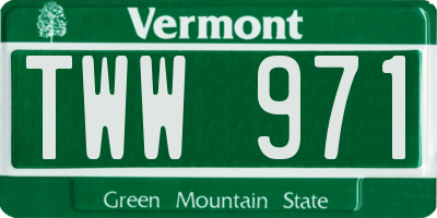 VT license plate TWW971