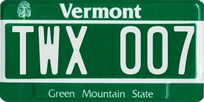 VT license plate TWX007