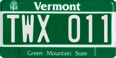 VT license plate TWX011