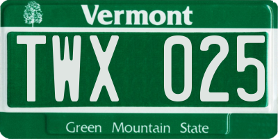 VT license plate TWX025