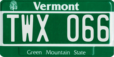 VT license plate TWX066