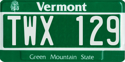 VT license plate TWX129
