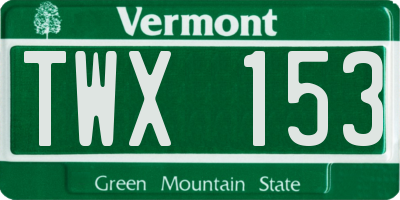 VT license plate TWX153