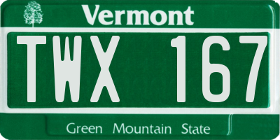 VT license plate TWX167