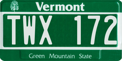 VT license plate TWX172