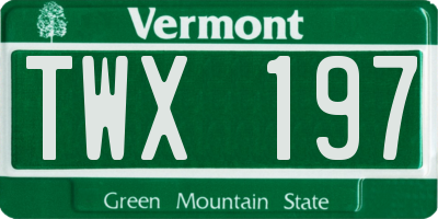 VT license plate TWX197