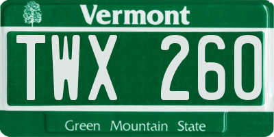 VT license plate TWX260
