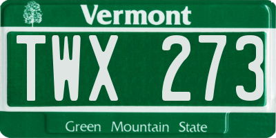 VT license plate TWX273