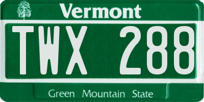 VT license plate TWX288