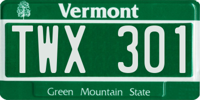 VT license plate TWX301
