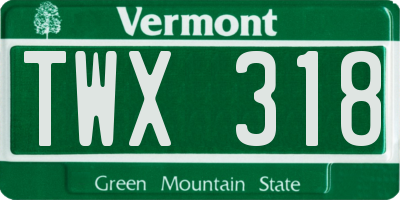 VT license plate TWX318