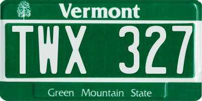 VT license plate TWX327