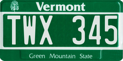 VT license plate TWX345