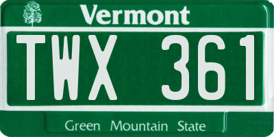 VT license plate TWX361