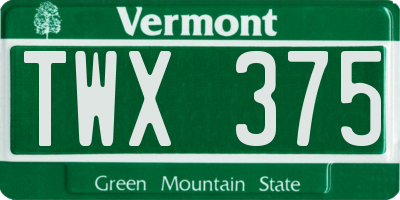 VT license plate TWX375