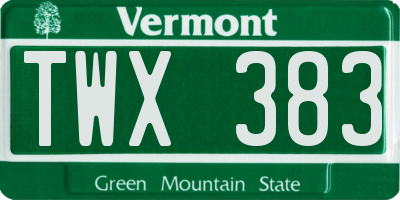 VT license plate TWX383