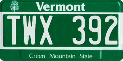 VT license plate TWX392