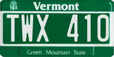 VT license plate TWX410