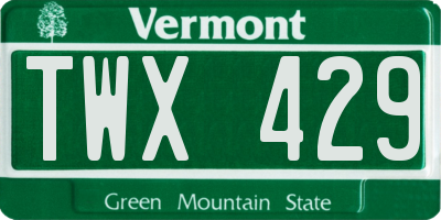 VT license plate TWX429