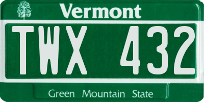 VT license plate TWX432