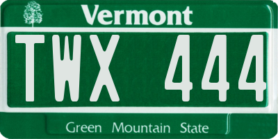 VT license plate TWX444