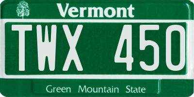 VT license plate TWX450