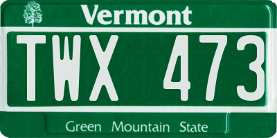 VT license plate TWX473