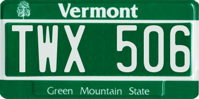 VT license plate TWX506