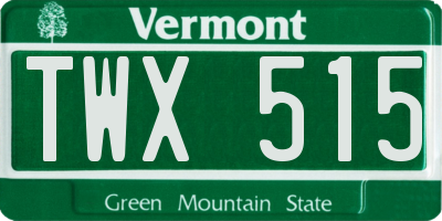 VT license plate TWX515