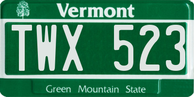 VT license plate TWX523