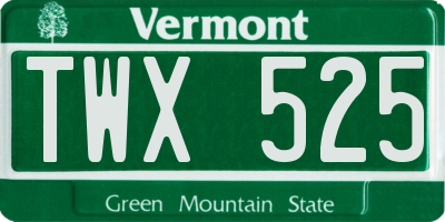 VT license plate TWX525