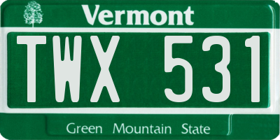 VT license plate TWX531