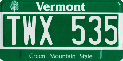 VT license plate TWX535