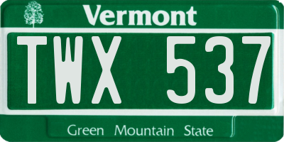 VT license plate TWX537