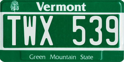VT license plate TWX539