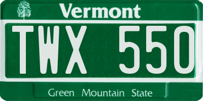 VT license plate TWX550