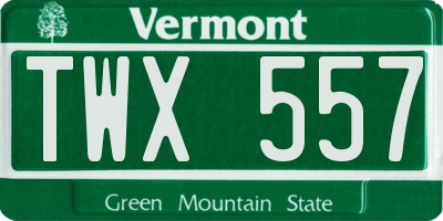VT license plate TWX557