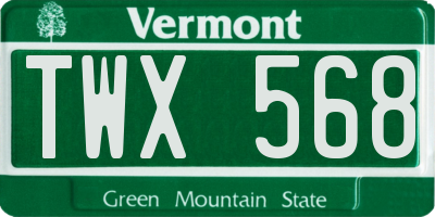 VT license plate TWX568