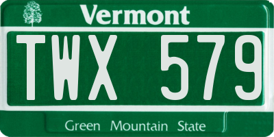 VT license plate TWX579